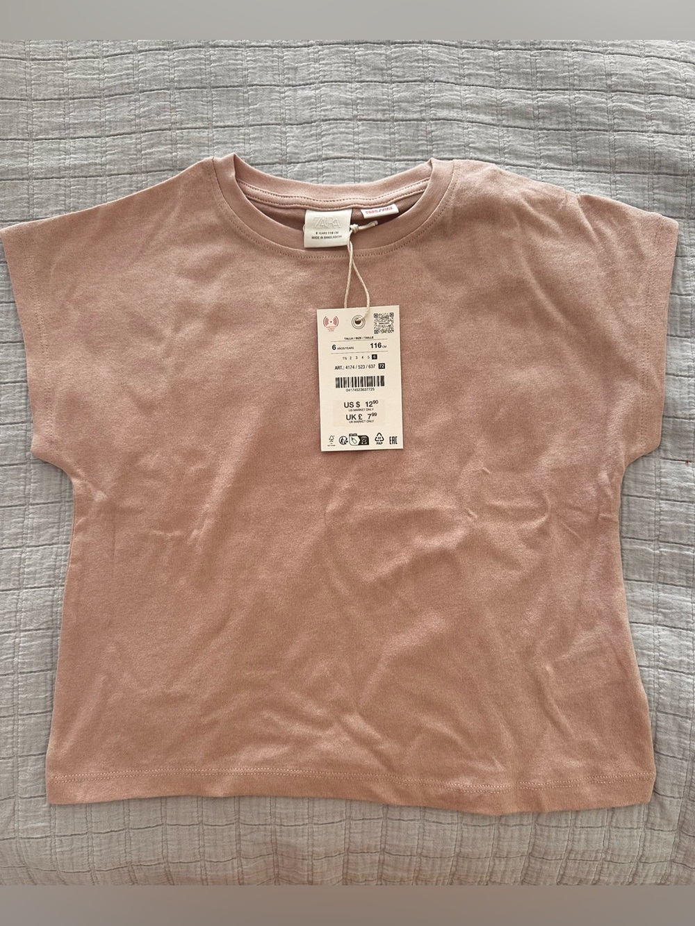 ZARA Girls Dusty Rose Short Sleeve Tee